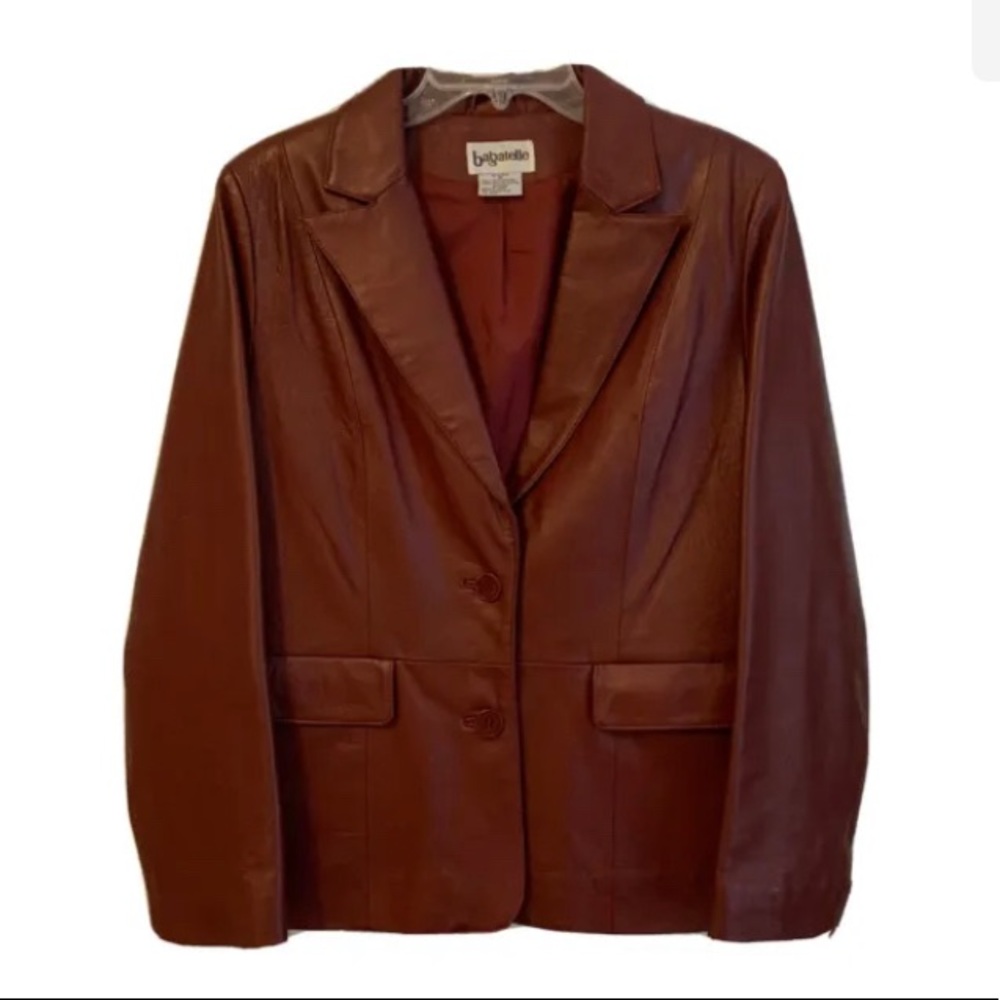 🔥SALE🔥 Vintage Bagatelle Burgundy Burnt Rust 100% Leather Jacket Size 10 Med
